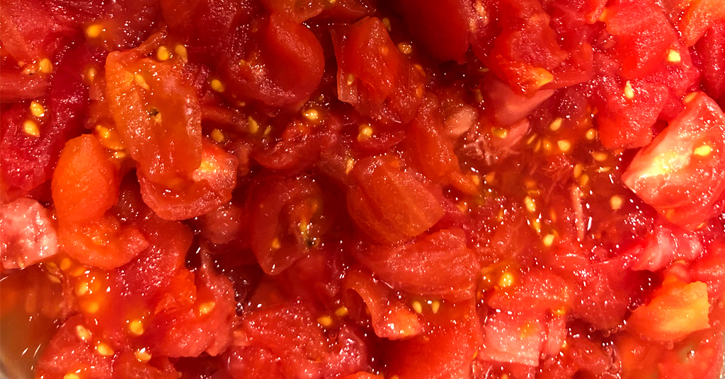 Peeled, diced tomatoes used in Zesty Salsa recipe