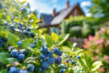 Blueberries growing in a home garden