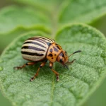 Close up image of a Adult Potato Beetle.